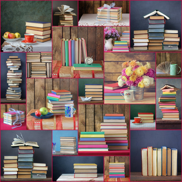 用书籍拼贴静物。图片下载