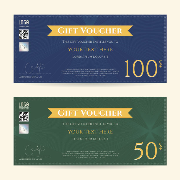 礼品证书，代金券，优惠券模板矢量格式图片下载