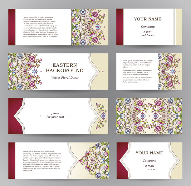 东方风格的矢量华丽的卡组。图片下载