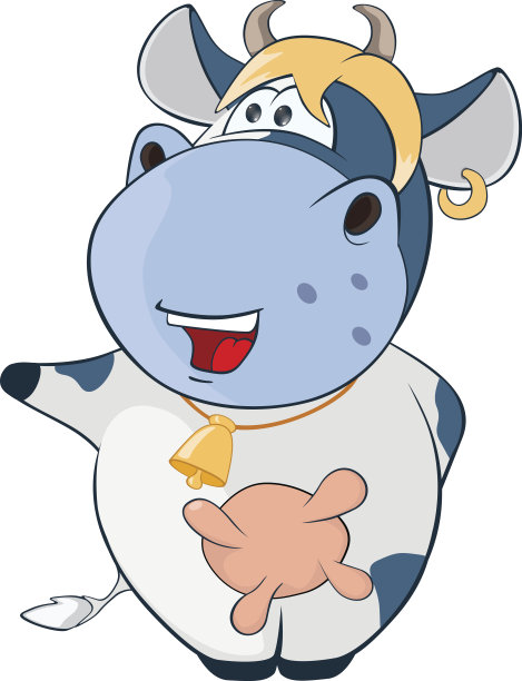 可爱的奶牛插图。卡通人物图片下载