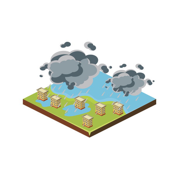 涌入城市。自然灾害图标。矢量图图片下载