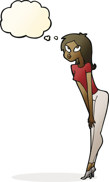 卡通美女与思想泡泡图片下载