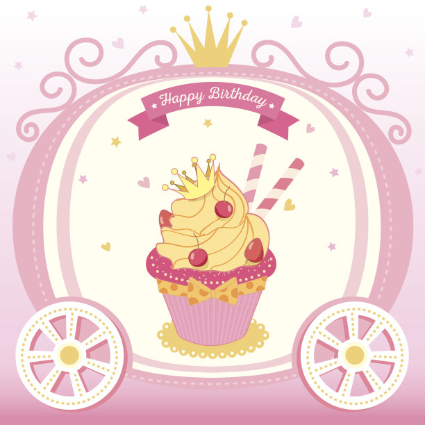 小蛋糕公主推车生日图片下载