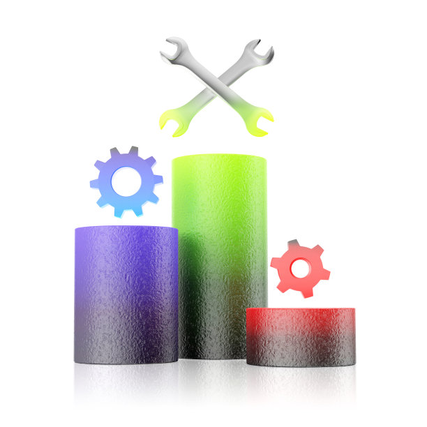 气缸上的齿轮和扳手象征着地位图片下载