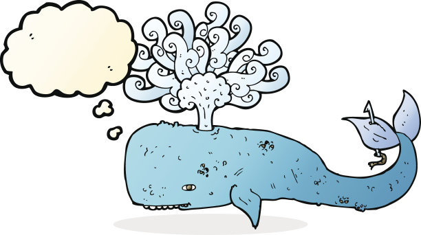 卡通鲸鱼与思想泡泡图片下载