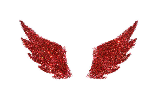 抽象的翅膀红色闪光在白色的背景图片下载