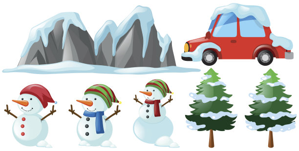 冬天有雪人和树图片下载