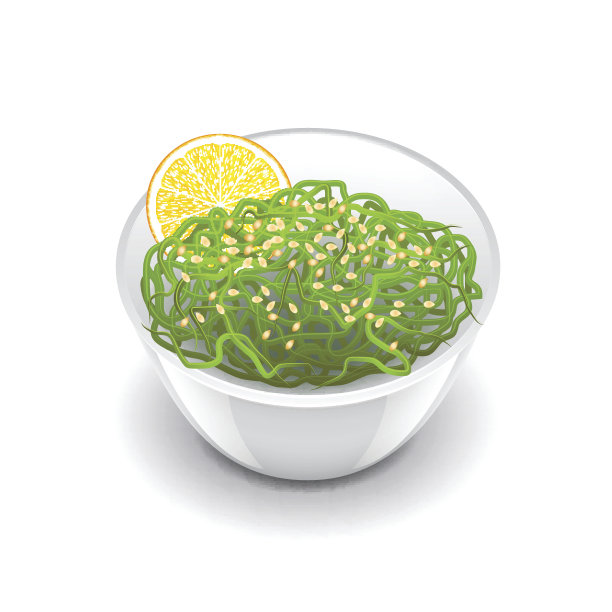 裙带菜沙拉孤立在白色载体上图片下载