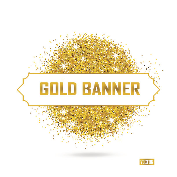 金色矢量旗帜上的白色背景。图片下载