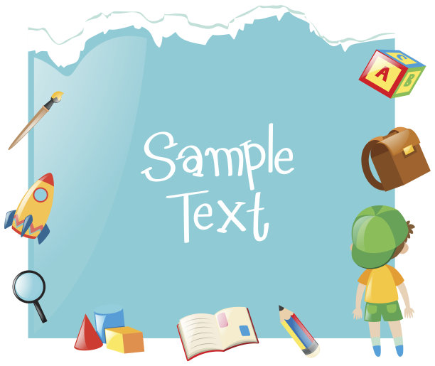 有男孩和学校用品的纸模板图片下载