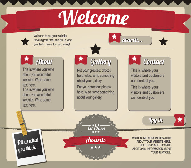 网站模板元素，复古风格图片下载