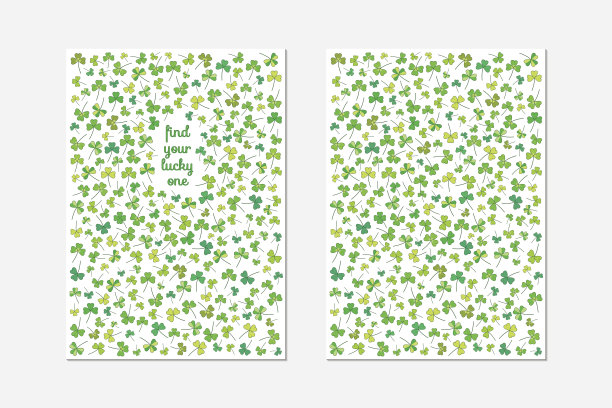 正面和背面明信片设计的圣帕特里克节图片下载