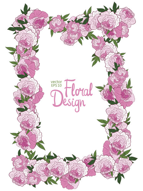 矢量框架与牡丹图片下载