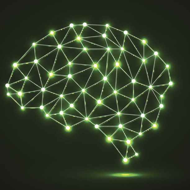 抽象的多边形大脑与发光的点和线图片下载