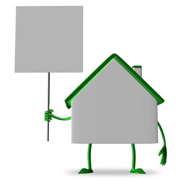 白色小屋与空白的公告牌图片下载