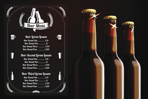 菜单模板-啤酒和酒精，有标识的地方图片下载