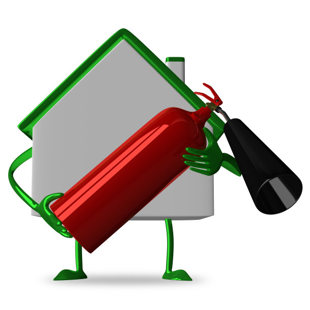 带灭火器的白色小屋图片下载