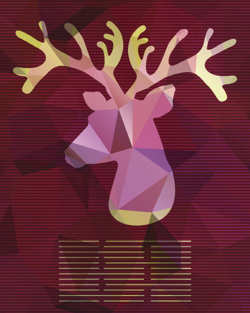 带有三角形鹿的向量抽象卡片图片下载