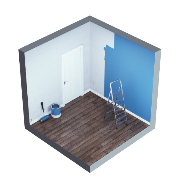 室内有梯子和油漆图片下载