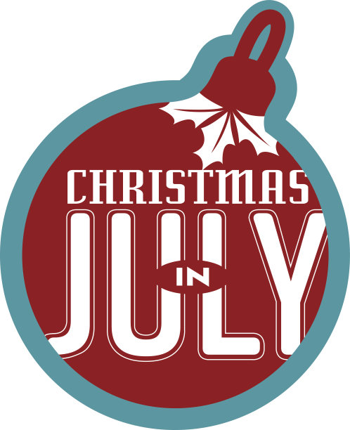 圣诞节在7月装饰图标与蓝绿色的轮廓图片下载