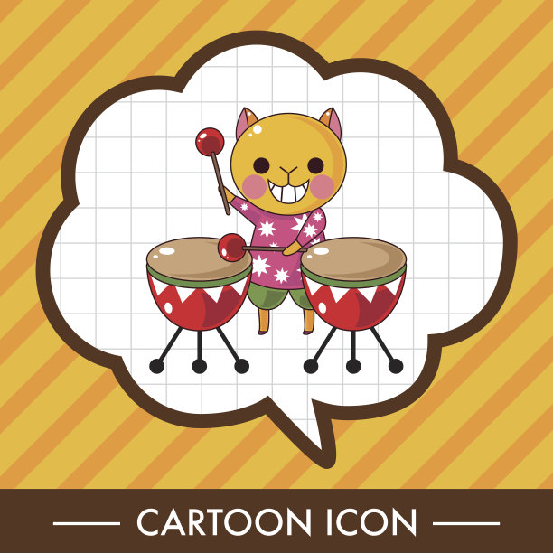 动物猫演奏乐器卡通主题元素图片下载