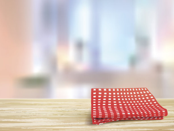 房间里的木桌和桌布的特写图片下载