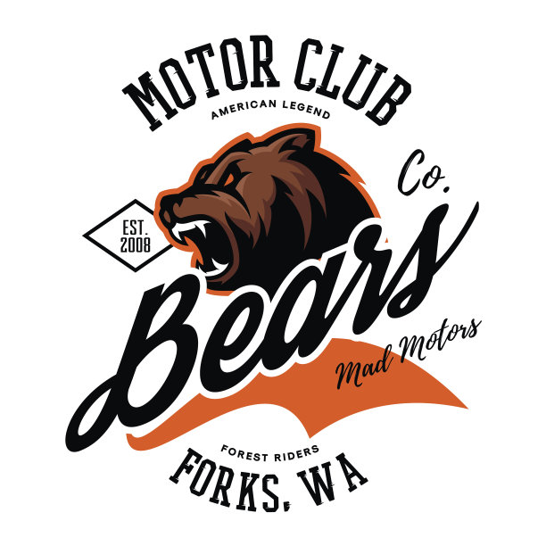 复古的美国狂怒熊摩托车俱乐部t打印矢量设计。图片下载