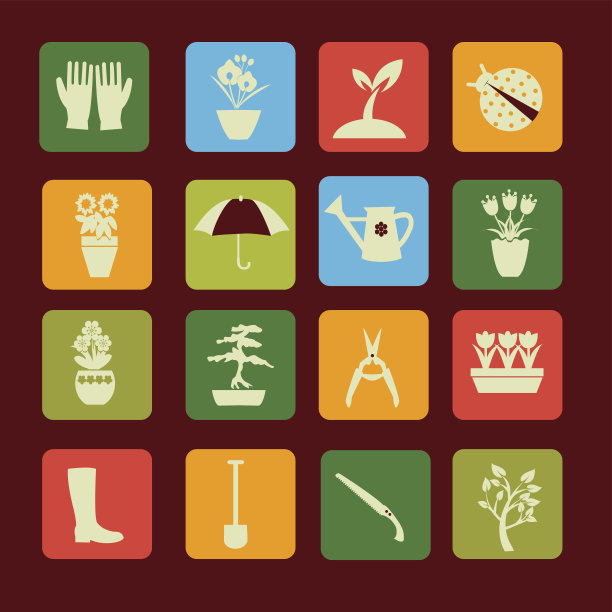 设置园艺和春季相关项目的图标。图片下载