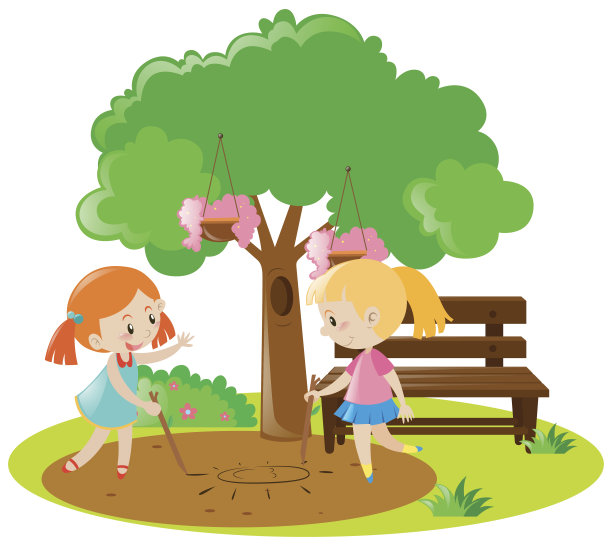 女孩们在花园里画画图片下载