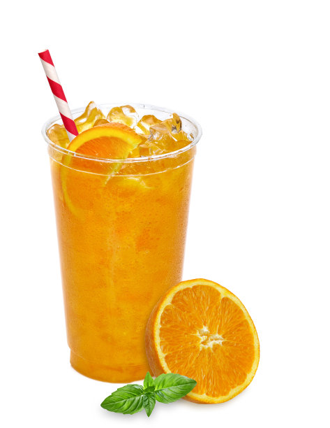 外卖杯里的橙汁被孤立在白色的背景上图片下载