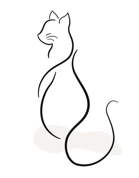 一只猫的极简手绘图片下载