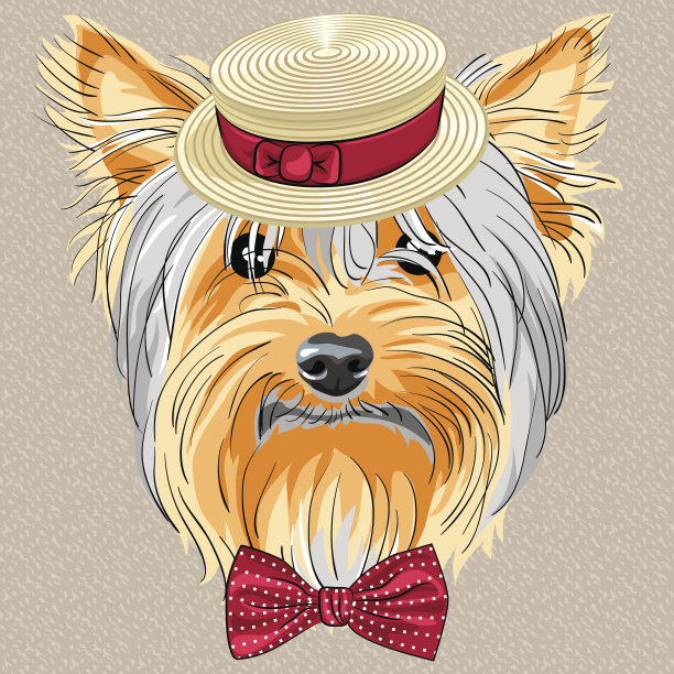 矢量搞笑卡通潮狗约克夏梗图片下载