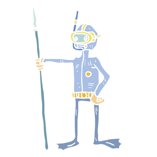 卡通潜水员插图图片下载