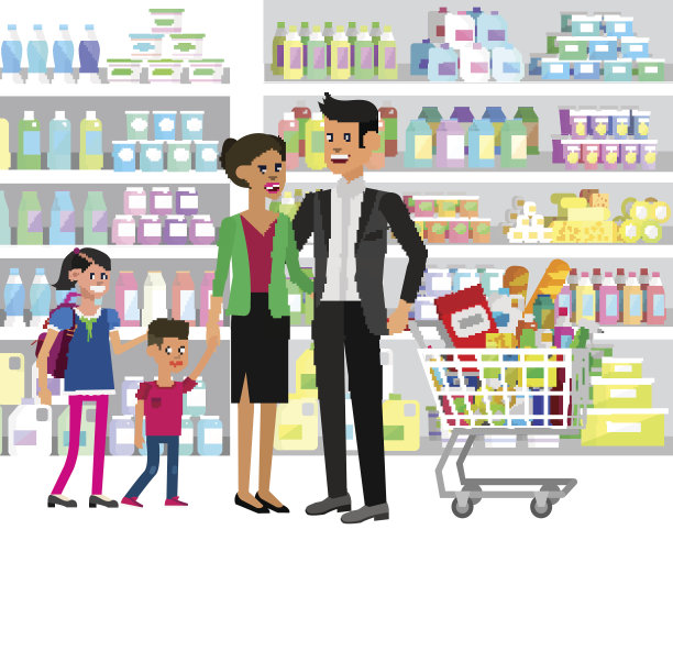 商店，超市矢量平面插图图片下载