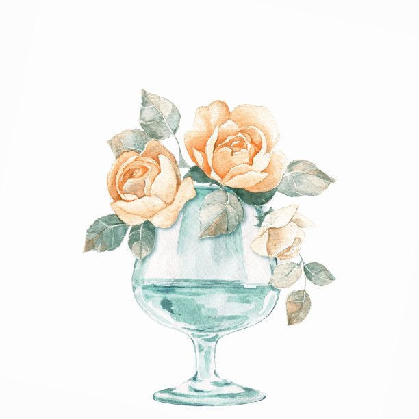 插着黄花的玻璃花瓶图片下载