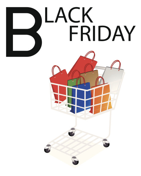 黑色星期五购物车里的购物袋图片下载