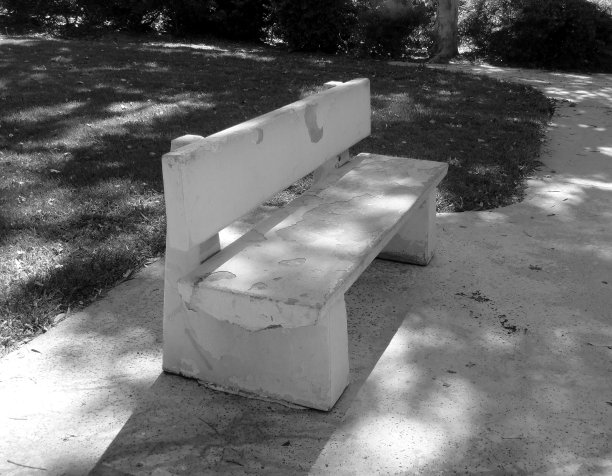 公园里的一张孤零零的长凳图片下载