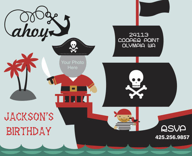 带有照片位置的海盗派对请帖图片下载