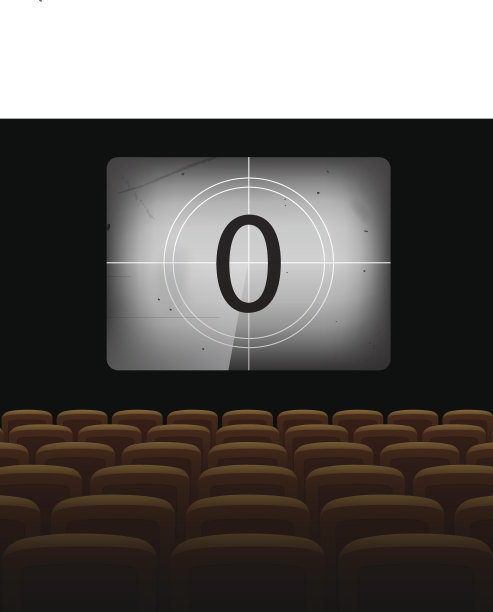 电影院背景与老式屏幕和黄色椅子。矢量插图。图片下载