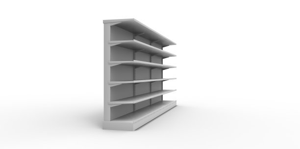 单调的背景下空荡荡的灰色零售货架图片下载