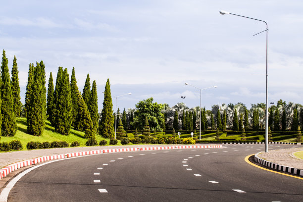 美丽的直柏油路。图片下载