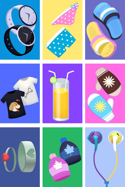 创意插图集:快乐情人节物品成对图片下载