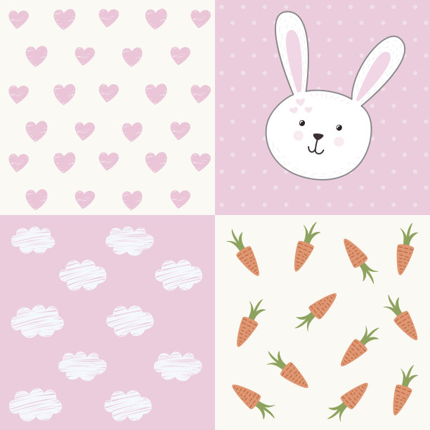 可爱的宝宝淋浴图案与兔子图片下载