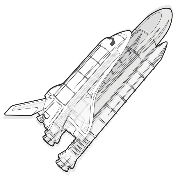 黑白线，航天飞机上的白色。图片下载