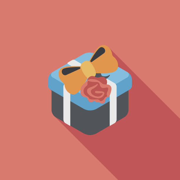 情人节礼物扁平的长影图标，eps10图片下载