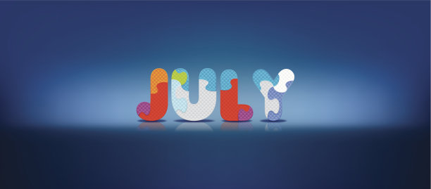 矢量七月写的字母拼图图片下载