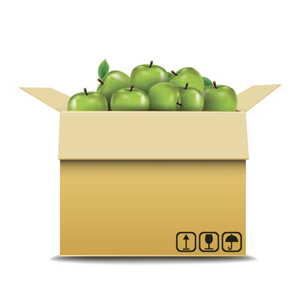 装着青苹果的纸箱出售图片下载