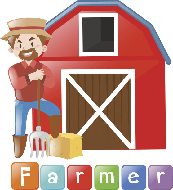 农夫站在谷仓旁图片下载