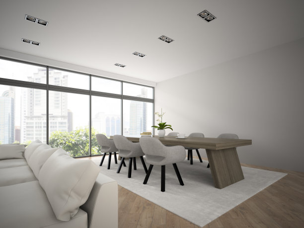 室内现代设计阁楼大桌子3D图片下载