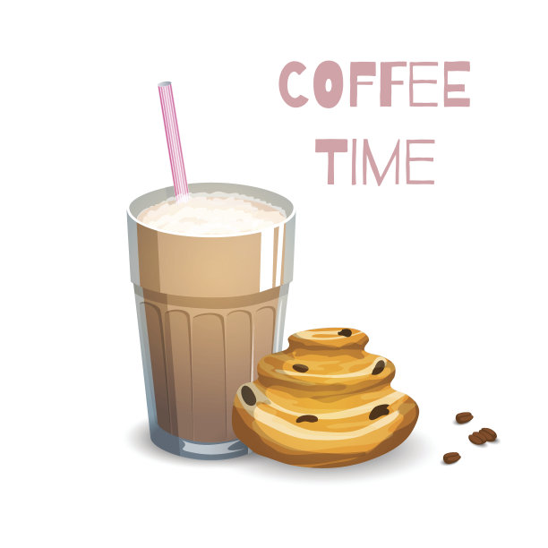 咖啡饮料和小面包图片下载